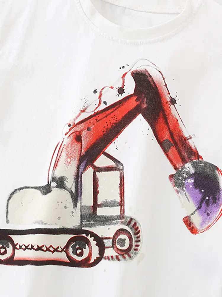 Malwee Boys Summer T-Shirt White Red Crane Design - Image 7