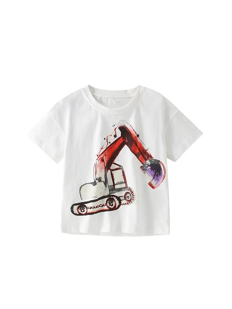 Malwee Boys Summer T-Shirt White Red Crane Design - Image 9