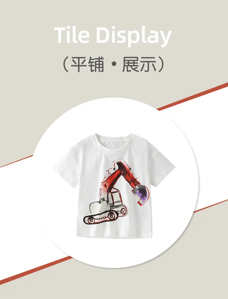 Malwee Boys Summer T-Shirt White Red Crane Design — feature 12