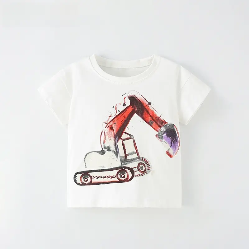 Malwee Boys Summer T-Shirt White Red Crane Design - Image 2