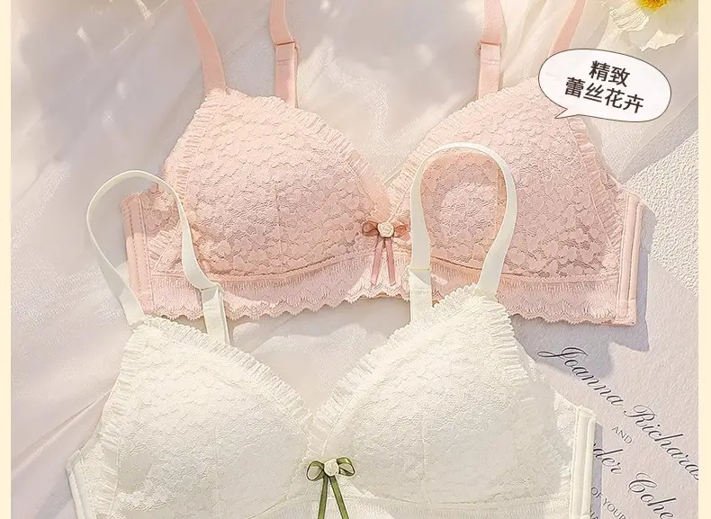 Black Lace Push Up Bra Small Chest Wireless Anti Sagging — feature 1