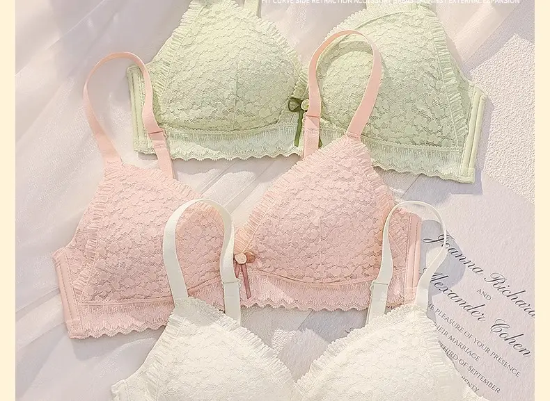 Black Lace Push Up Bra Small Chest Wireless Anti Sagging — feature 18