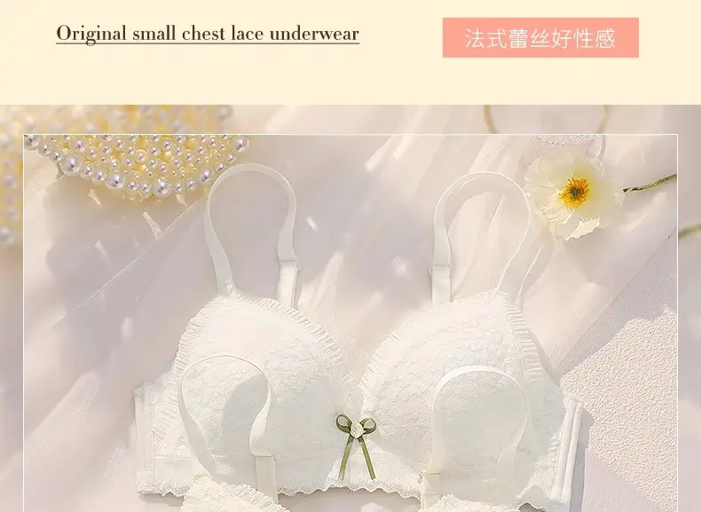 Black Lace Push Up Bra Small Chest Wireless Anti Sagging — feature 31