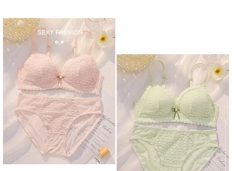 Black Lace Push Up Bra Small Chest Wireless Anti Sagging — feature 35