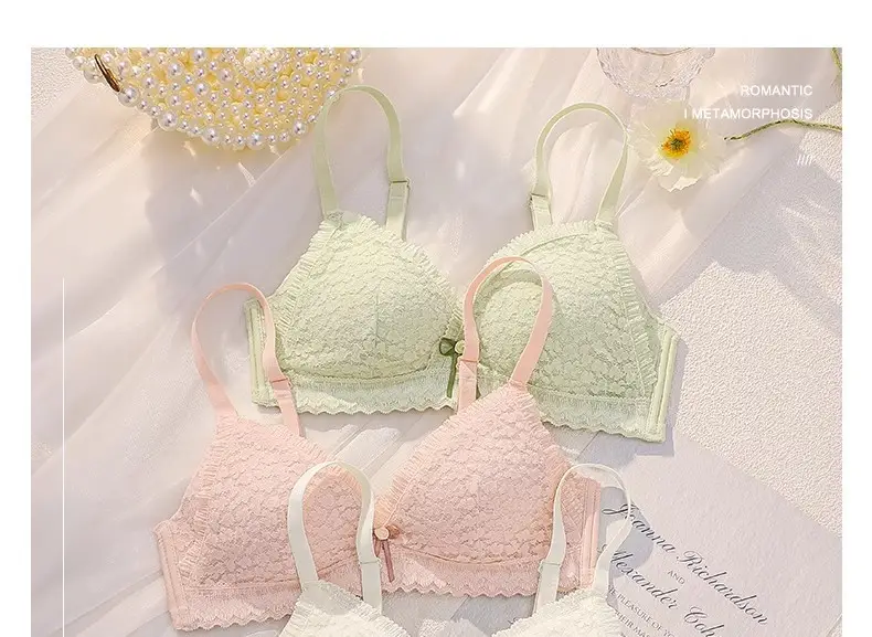 Black Lace Push Up Bra Small Chest Wireless Anti Sagging — feature 37