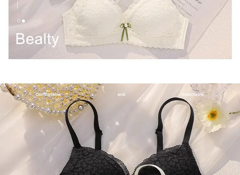 Black Lace Push Up Bra Small Chest Wireless Anti Sagging — feature 38