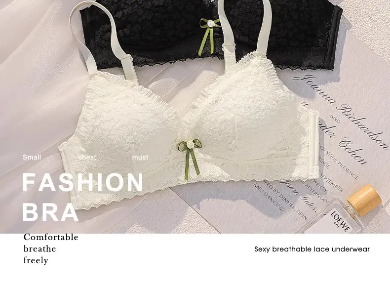 Black Lace Push Up Bra Small Chest Wireless Anti Sagging — feature 39