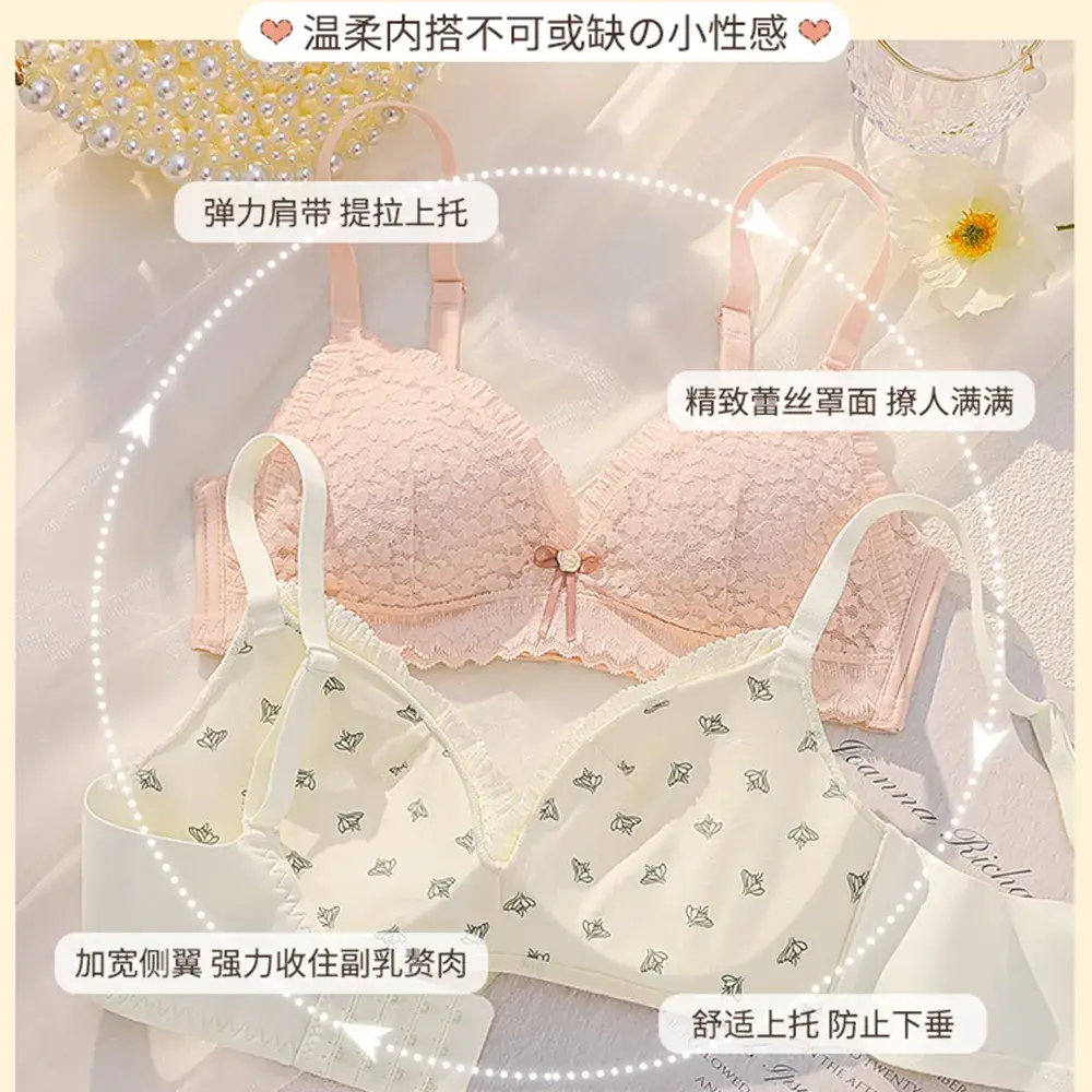 White Lace Triangular Cup Bra Women Summer - Image 7