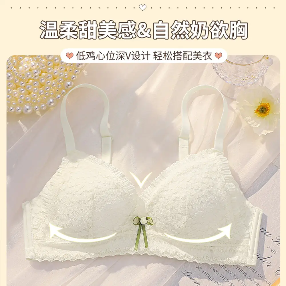 White Lace Triangular Cup Bra Women Summer - Image 8