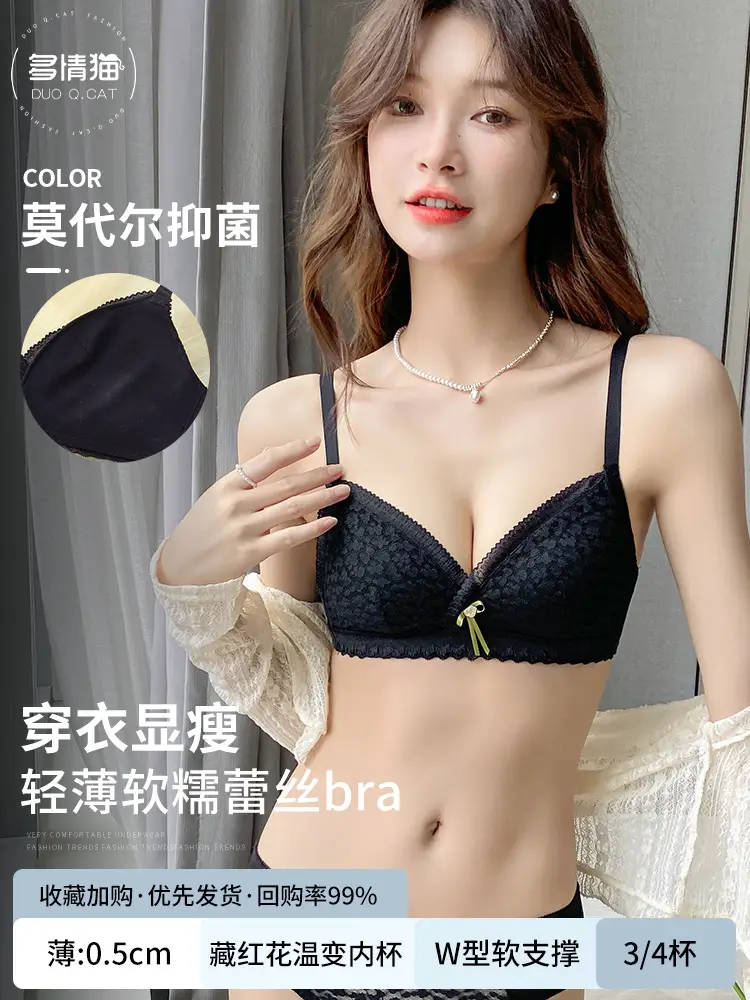 White Lace Triangular Cup Bra Women Summer - Image 5