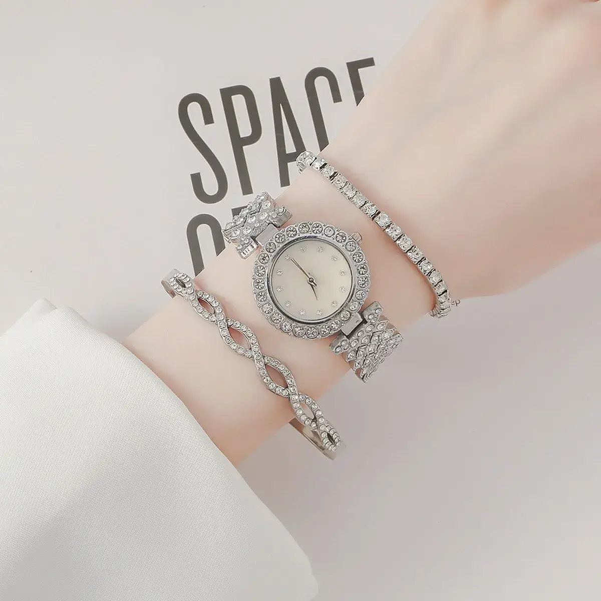 2023 Women's Diamond Watch Set Steel Belt — feature 1