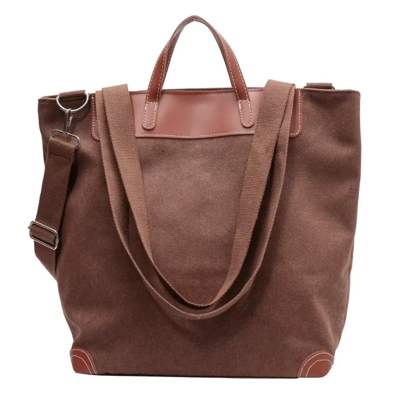 Women Large Canvas Shoulder Bag Brown 2026 - Image 10