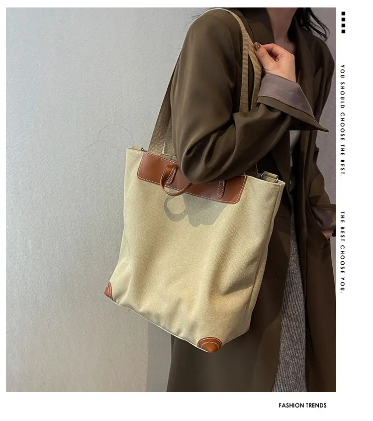 Women Large Canvas Shoulder Bag Brown 2026 — feature 10