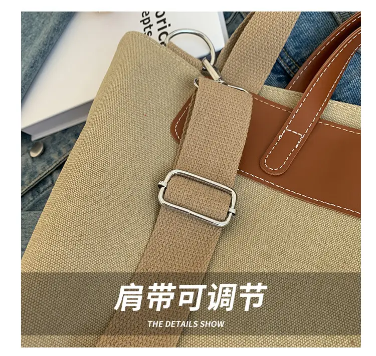 Women Large Canvas Shoulder Bag Brown 2026 — feature 15