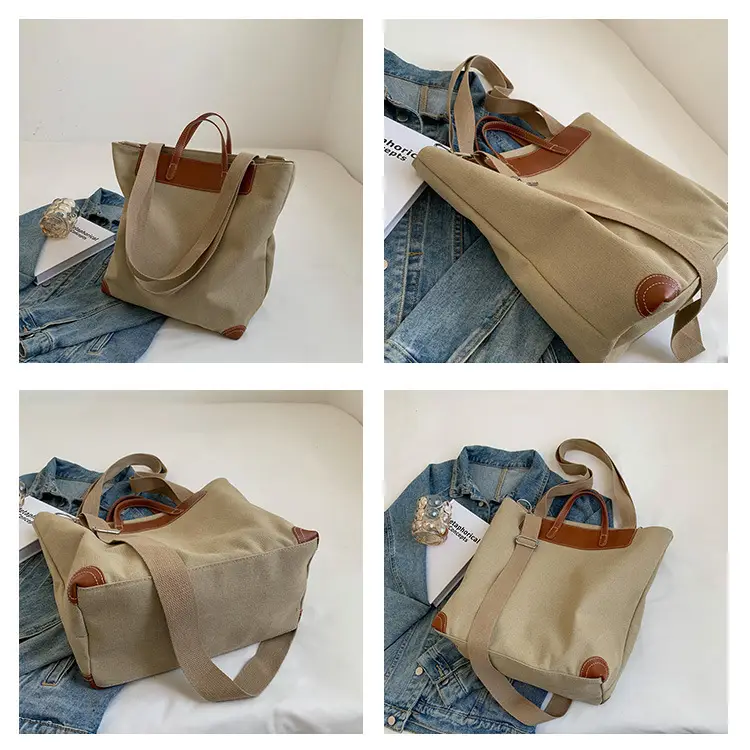 Women Large Canvas Shoulder Bag Brown 2026 — feature 17