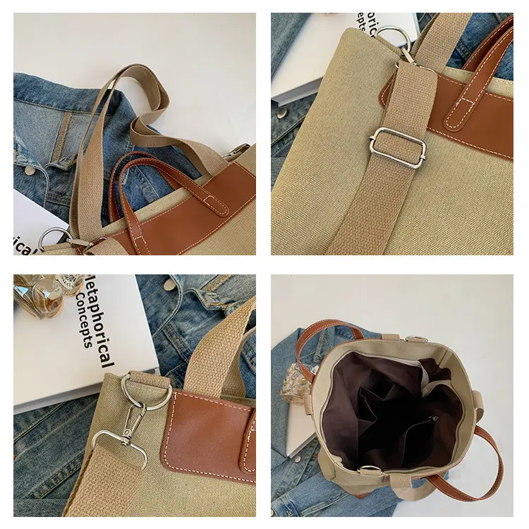 Women Large Canvas Shoulder Bag Brown 2026 — feature 18