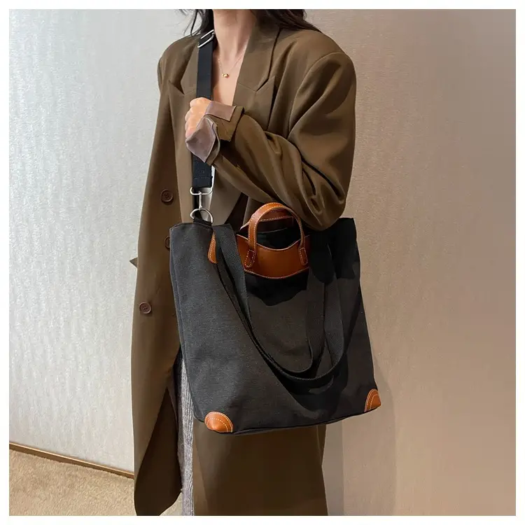 Women Large Canvas Shoulder Bag Brown 2026 — feature 19