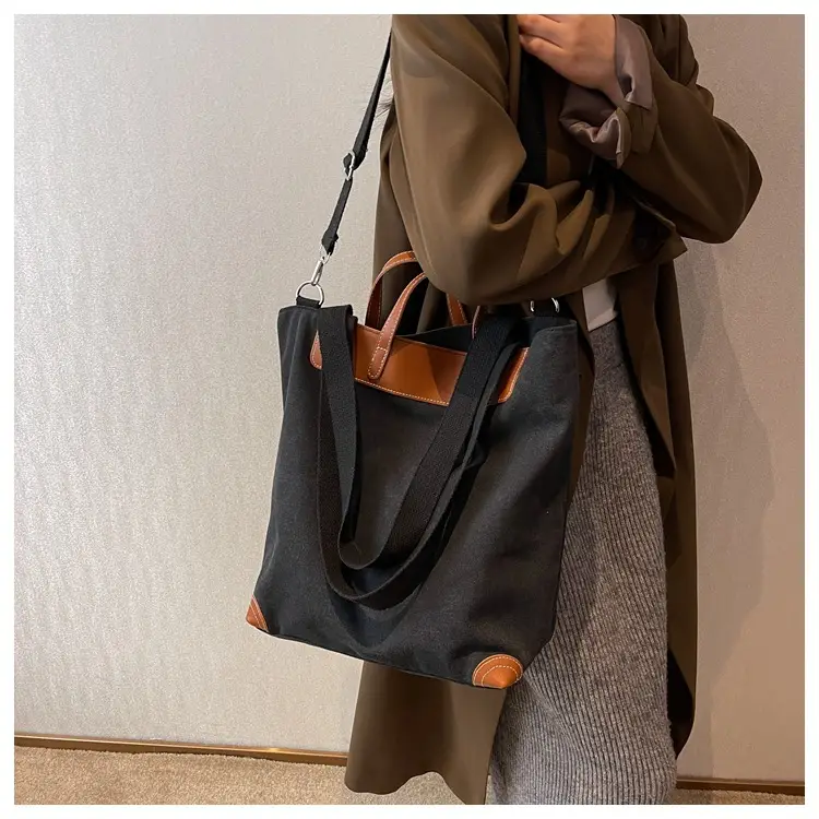 Women Large Canvas Shoulder Bag Brown 2026 — feature 20