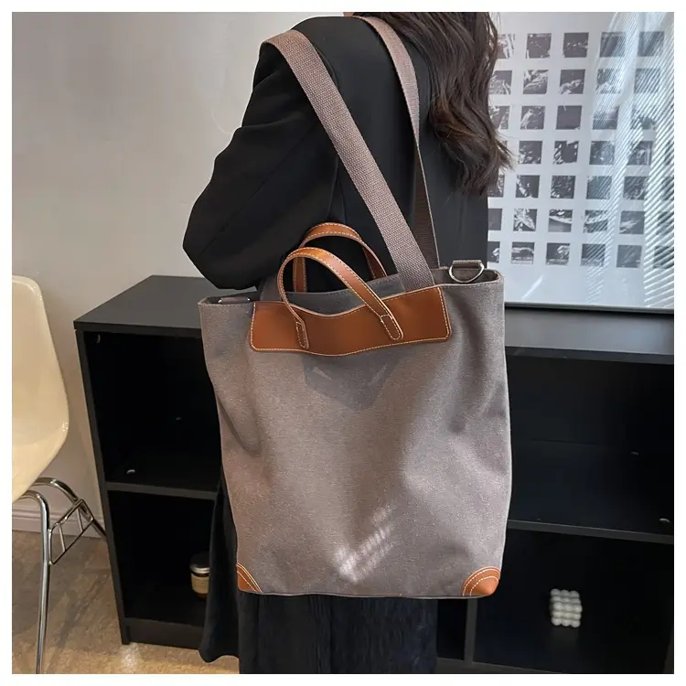 Women Large Canvas Shoulder Bag Brown 2026 — feature 23