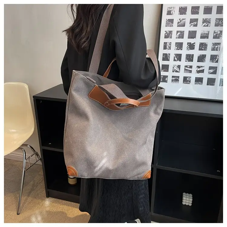 Women Large Canvas Shoulder Bag Brown 2026 — feature 24