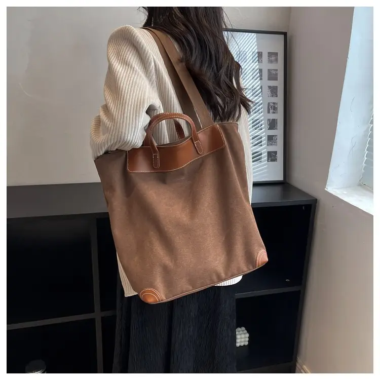 Women Large Canvas Shoulder Bag Brown 2026 — feature 26