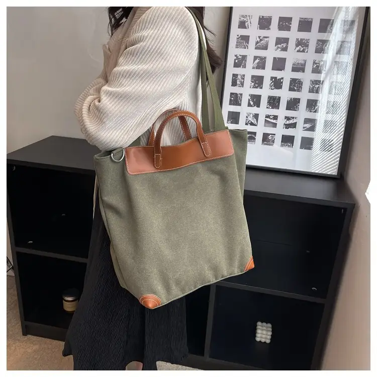 Women Large Canvas Shoulder Bag Brown 2026 — feature 29