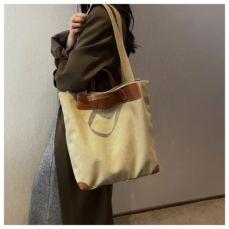 Women Large Canvas Shoulder Bag Brown 2026 — feature 32