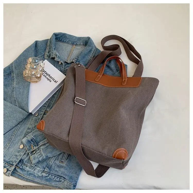 Women Large Canvas Shoulder Bag Brown 2026 — feature 38