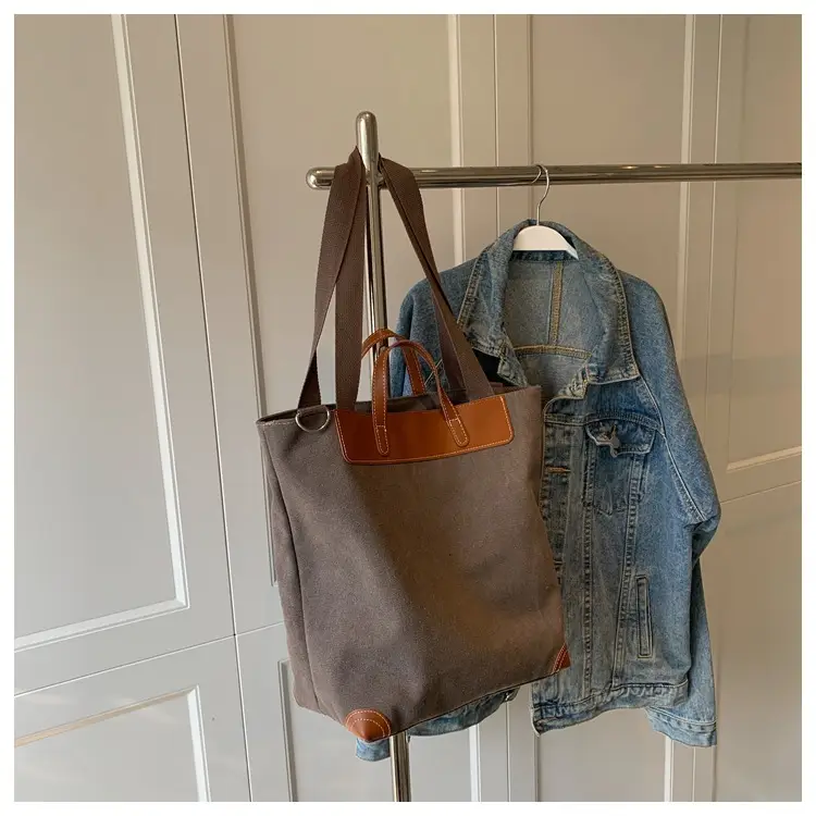 Women Large Canvas Shoulder Bag Brown 2026 — feature 39