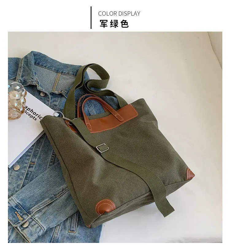 Women Large Canvas Shoulder Bag Brown 2026 — feature 43