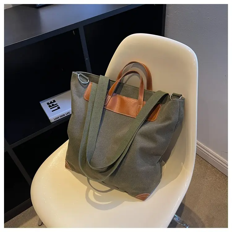 Women Large Canvas Shoulder Bag Brown 2026 — feature 44