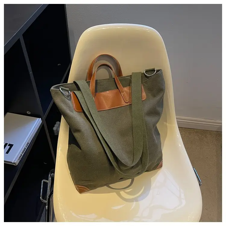 Women Large Canvas Shoulder Bag Brown 2026 — feature 45