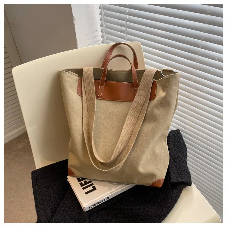 Women Large Canvas Shoulder Bag Brown 2026 — feature 47