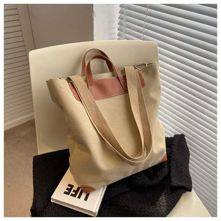 Women Large Canvas Shoulder Bag Brown 2026 — feature 48