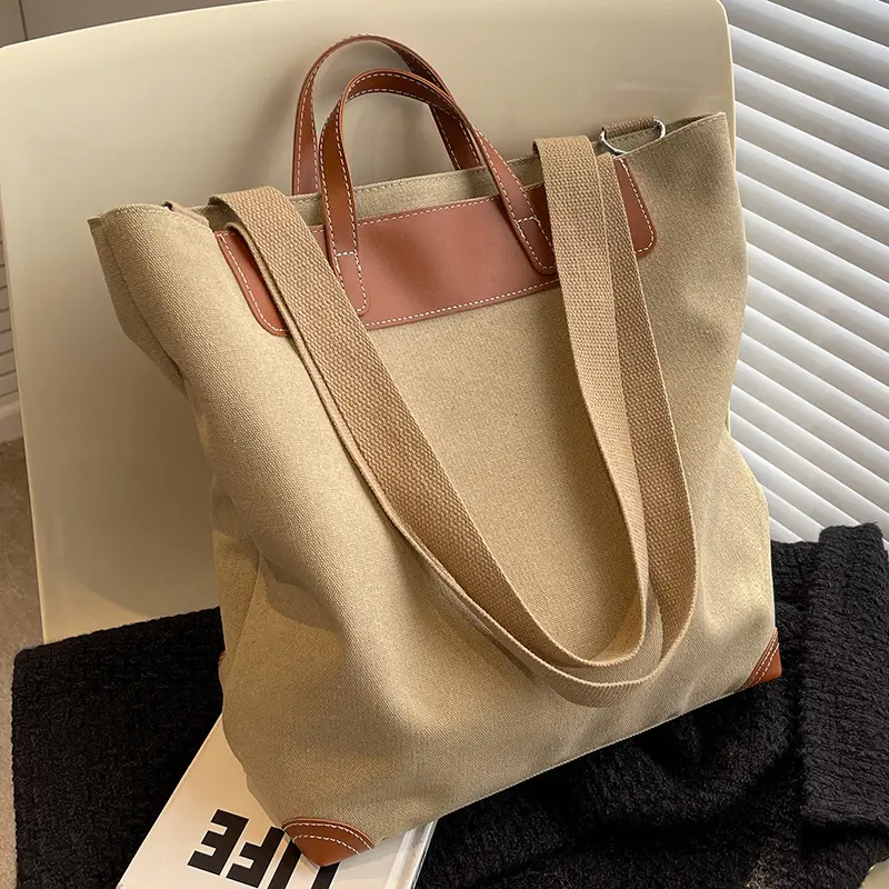 Women Large Canvas Shoulder Bag Brown 2026 - Image 5