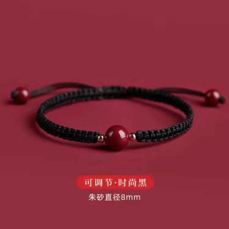 Natural Cinnabar Lucky Bead Bracelet for Women Men - Image 3