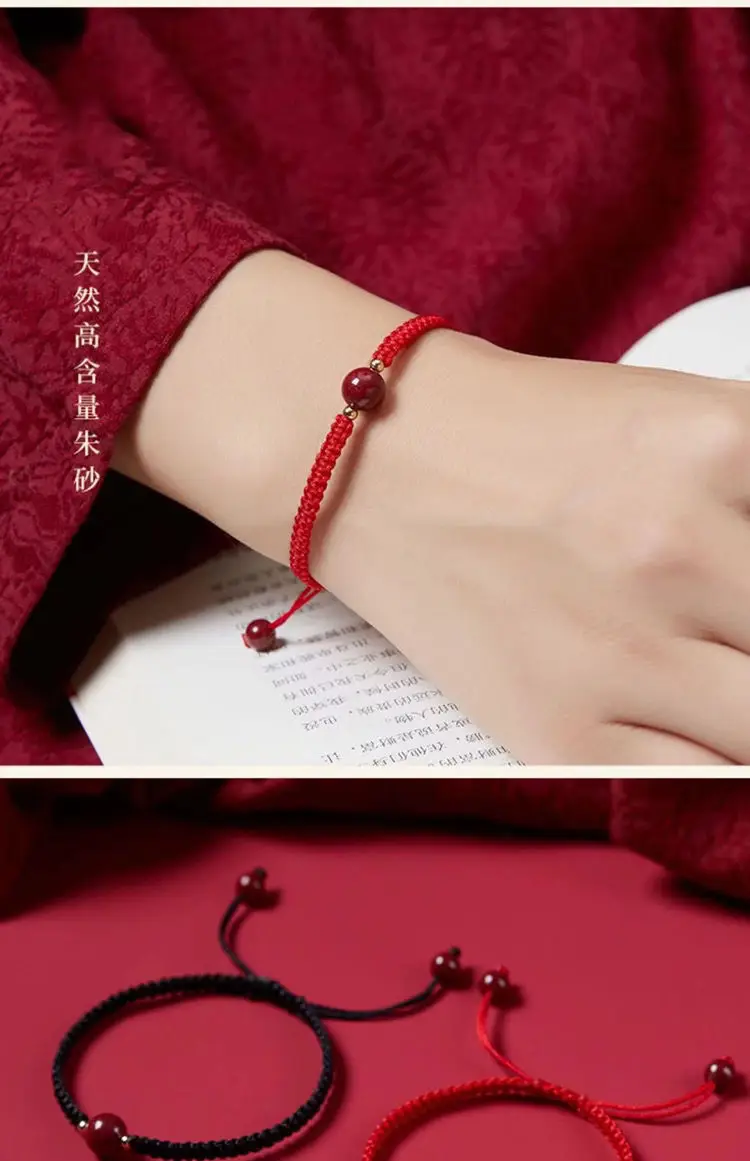 Natural Cinnabar Lucky Bead Bracelet for Women Men — feature 3