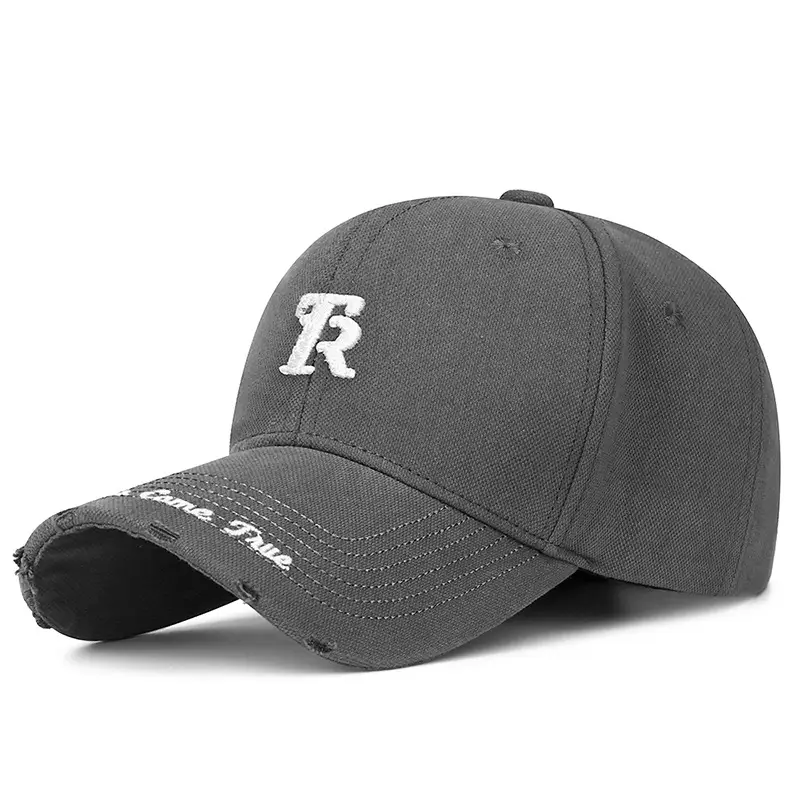Korean Ripped Cap Unisex Embroidered Letter
