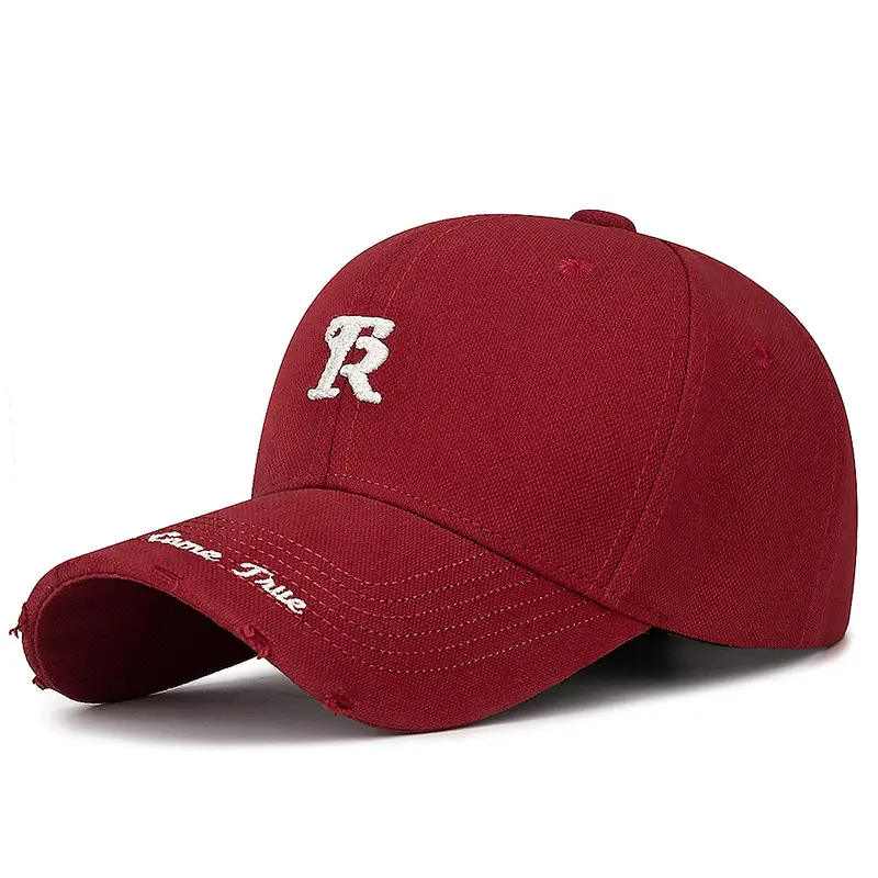 Korean Ripped Cap Unisex Embroidered Letter