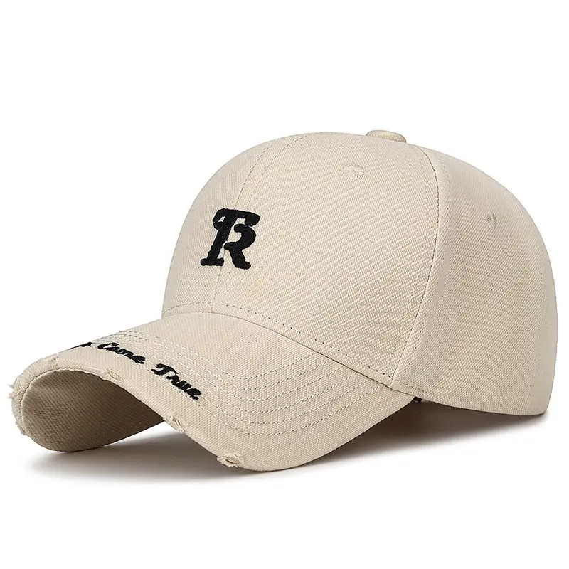 Korean Ripped Cap Unisex Embroidered Letter