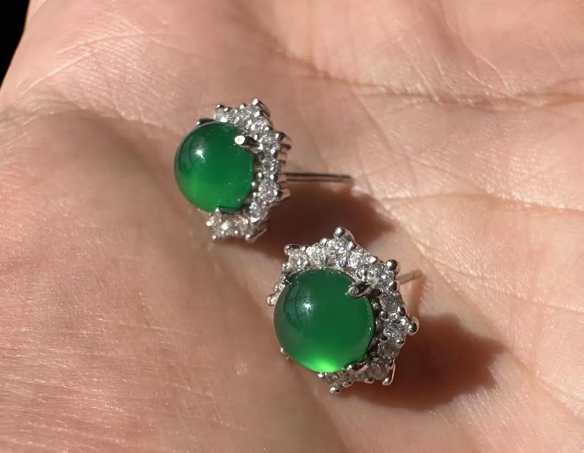 Green Chalcedony Earrings Silver Needle National Style All-Match — feature 10