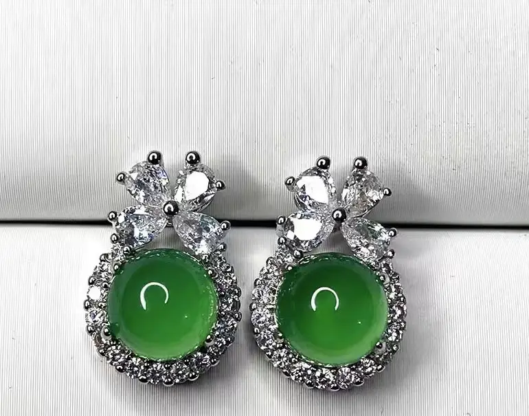 Green Chalcedony Earrings Silver Needle National Style All-Match — feature 12