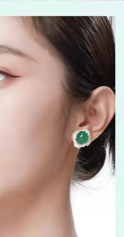 Green Chalcedony Earrings Silver Needle National Style All-Match — feature 13