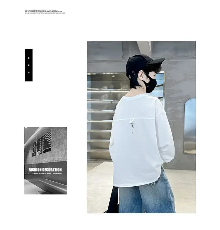 Boys Long Sleeve T-Shirt White 2026 Casual Loose Pullover — feature 10