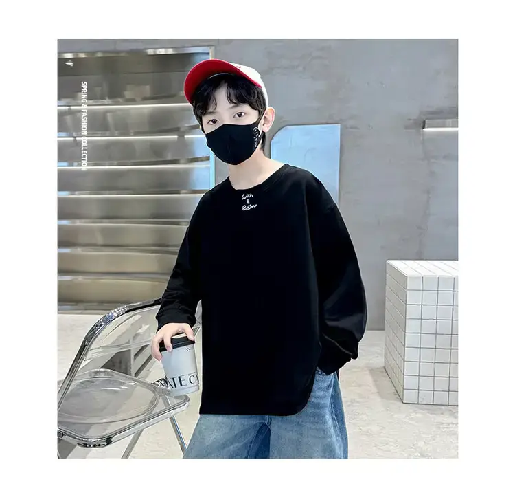 Boys Long Sleeve T-Shirt White 2026 Casual Loose Pullover — feature 18