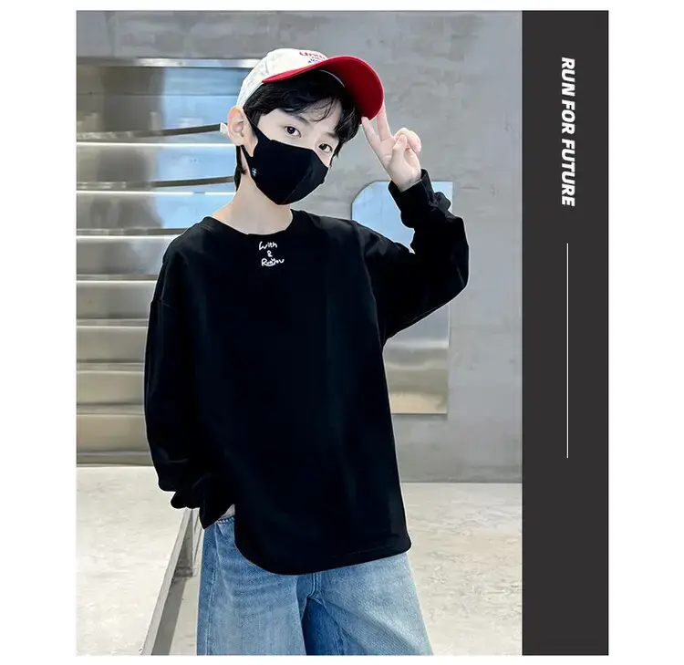 Boys Long Sleeve T-Shirt White 2026 Casual Loose Pullover — feature 20