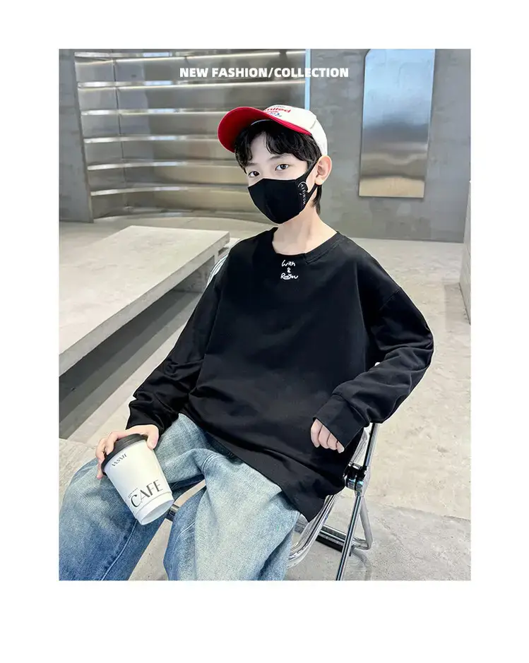 Boys Long Sleeve T-Shirt White 2026 Casual Loose Pullover — feature 22