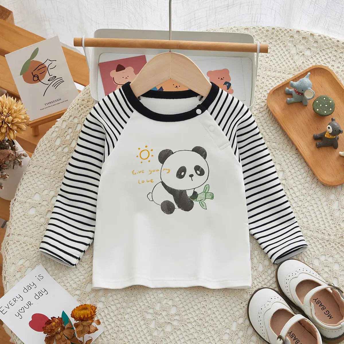 Girls Long Sleeve T-Shirt Panda Print Spring Base Layer - Image 7