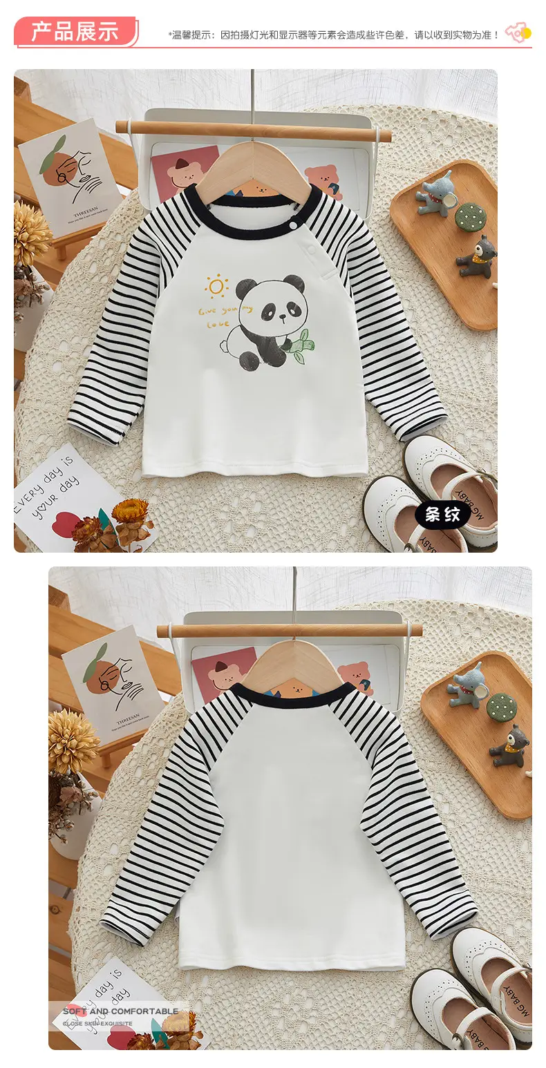 Girls Long Sleeve T-Shirt Panda Print Spring Base Layer — feature 20