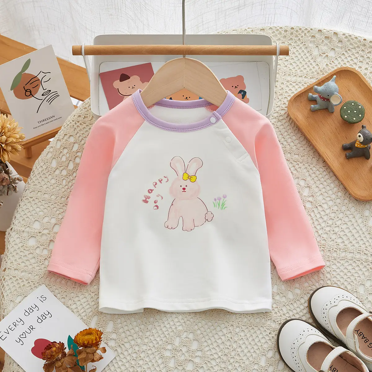 Girls Long Sleeve T-Shirt Panda Print Spring Base Layer - Image 4